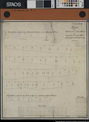 "Profile von dem Nivellement in den Wiesen der Kgl. Domanialgüter Scheventorf und Schleppenburg" Ausf.-Art: Zeichnung Herst.: G. W. Appuhn Format: 52 x 46 cm Maßstab: 1 : 2000 (Länge)