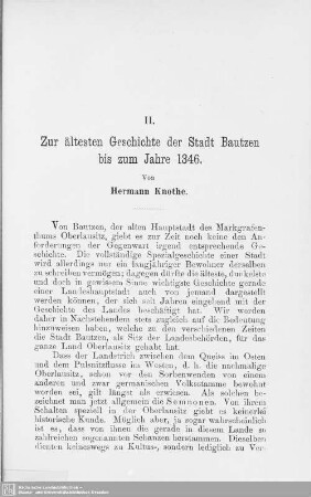 II. Zur ältesten Geschichte der Stadt Bautzen bis zum Jahre 1346