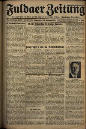Erste Ausgabe vom Donnerstag, den 20. Februar 1930.