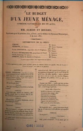 Le budget d'un jeune ménage : comédie-vaudeville en un acte