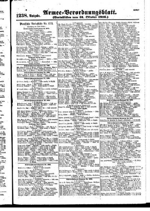 1238.Ausgabe. Dienstag, 31. Oktober 1916