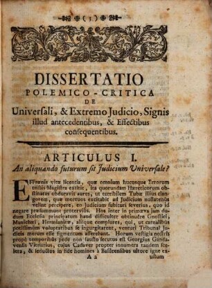 Diss. polem.-crit. de universali et extremo iudicio, signis illud antecedentibus et effectibus consequentibus