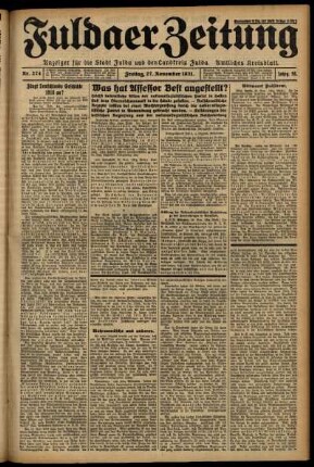 Erste Ausgabe vom Freitag, den 27. November 1931.