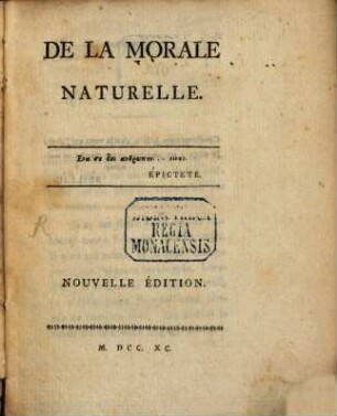 De la morale naturelle