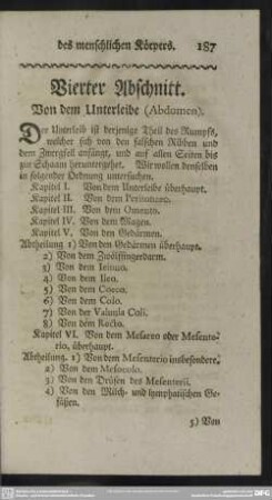 Vierter Abschnitt. Von dem Unterleibe (Abdomen)