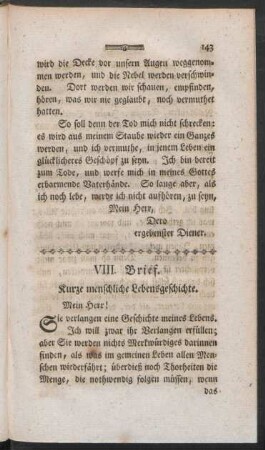 VIII. Brief. Kurze menschliche Lebensgeschichte