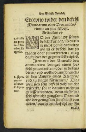 Exceptio wider den befehl ... Articulus vi.