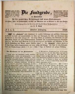 Die Fundgrube : Zeitschrift für die gesamten praktischen Bedürfnisse und Interessen des täglichen Lebens. 5. 1859