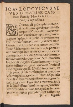 Ioa. Lodovicus Vives D. Mariae Cambriae Principi, Henrici VIII. Angliae regis filiae S.
