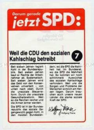 Propagandablatt der SPD zur Brandenburger Landtagswahl 1990 mit Polemik gegen die Sozialpolitik der CDU