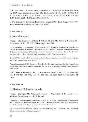 8° Ms. theol. 60 - 8° Ms. theol. 70