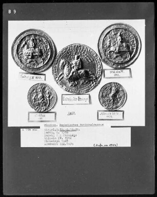 Siegel Ludwig I. 1516, Ludwig des Strengen, Wilhelm IV. 1512, Christoph 1485, Albrecht III. 1476