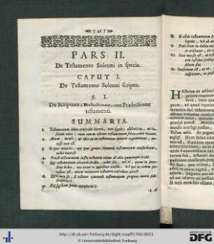 Pars II. De Testamento Solenni in specie.