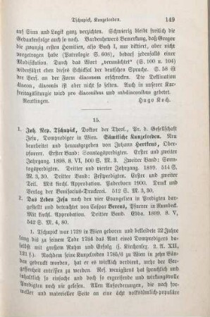 149-150 [Rezension] Tschupick, Johann Nepomuck, Sämtliche Kanzelreden