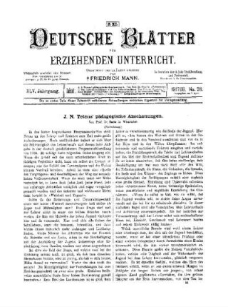 J. N. Tetens` pädagogische Anschauungen : (Fortsetzung)