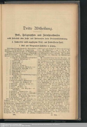 A. Postverkehr nebst angefügtem Brief- und Packet-Porto-Tarif