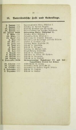 16. Vaterländische Fest-und Gedenktage