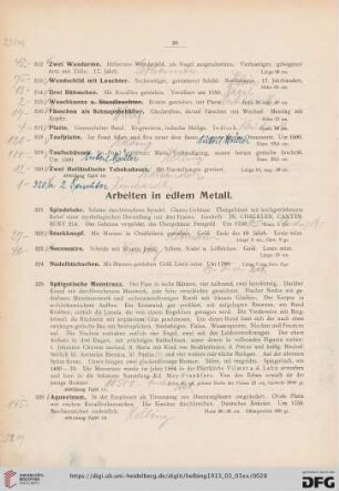 Arbeiten in edlem Metall (Nr. 321-359)