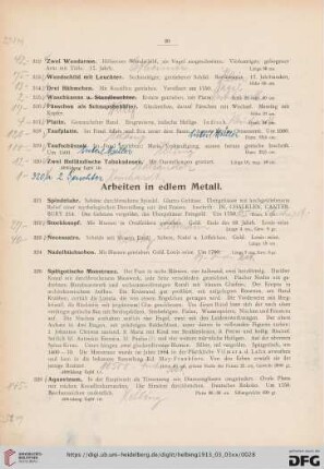 Arbeiten in edlem Metall (Nr. 321-359)