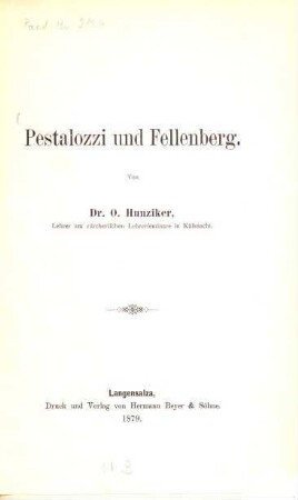 Pestalozzi und Fellenberg