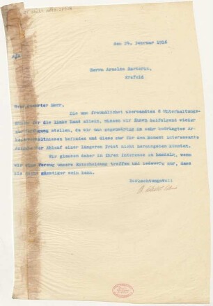 Brief an Arnoldo Sartorio : 24.02.1916