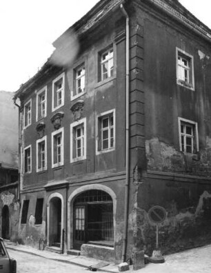 Bautzen, Kesselstraße 11. Wohnhaus (um 1700). Eckansicht von Südost