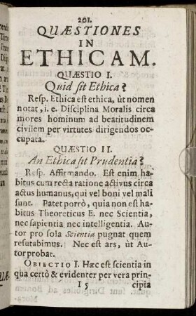 Quæstiones In Ethicam.