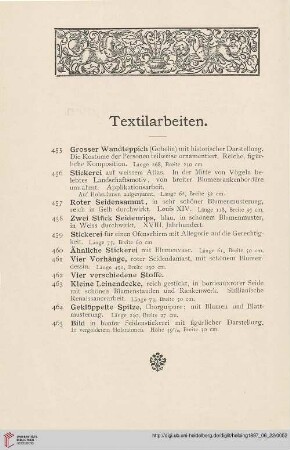 Textilarbeiten (Nr. 455-465)