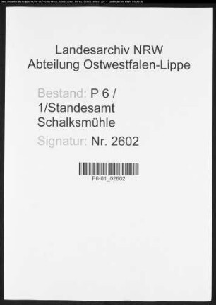 Sterberegister Standesamt Schalksmühle