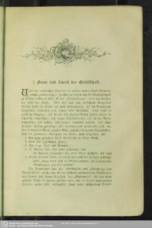 I. Name und Zweck der Gesellschaft