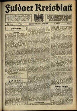 Zweite Ausgabe vom Samstag, den 01. Oktober 1910.