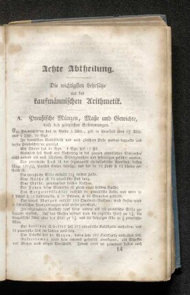 Achte Abtheilung. Die wichtigsten Lehrsätze aus der kaufmännischen Arithmetik.