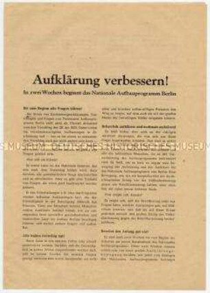 Anleitung für Propagandisten der Nationalen Front zum Nationalen Aufbauwerk Berlin
