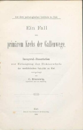 Ein Fall von primärem Krebs der Gallenwege