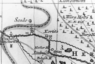 Elsterheide-Geierswalde. Oberlausitzkarte, Schenk, 1759