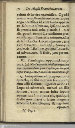 VI. [Respondetur ad Libellum Anonymi: & primo ostenditur, nullam Lavardino ab Innocentio XI. Pontifice Maximo iniuriam factam]