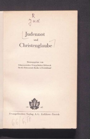 Judennot und Christenglaube