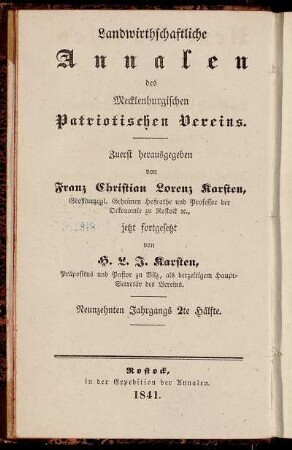 Landwirthschaftliche Annalen des Mecklenburgischen Patriotischen Vereins ... Neunzehnten Jahrgangs 2te Hälfte = Neue Annalen der mecklenburgischen Landwirthschafts-Gesellschaft ... Fünfundzwanzigsten Jahrgangs 2te Hälfte