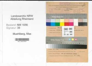 Entnazifizierung Max Muehlberg , geb. 26.05.1892 (Rektor)