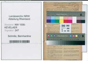 Entnazifizierung Bernhardine Schmitz , geb. 07.01.1922 (Verkaeuferin)