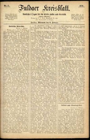 Ausgabe vom Mittwoch, den 06. Februar 1878.
