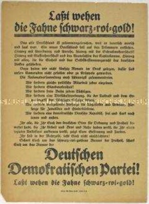 Aufruf der Deutschen Demokratischen Partei zur Reichstagswahl 1920