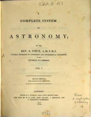 A Complete System of Astronomy, 1