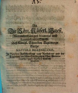 Sac. Caesareae Maiestatis Literae ad Serenissimam Reginam Sueciae, super restitutione Pomeraniae ulterioris. ut et Sac. Regiae Maiestatis Sueciae Responsum, ad Dictas Imperiales literas