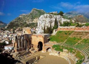 Ansicht des antiken Theaters in Taormina