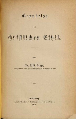 Grundriss der christlichen Ethik