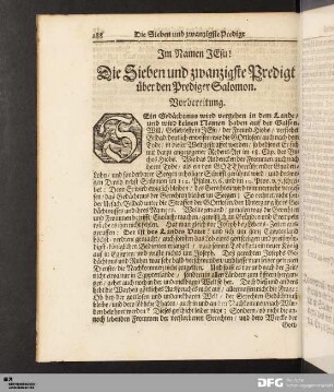 Die Sieben und zwanzigste Predigt über den Prediger Salomon.