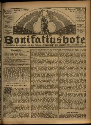 Erste Ausgabe vom Sonntag, den 16. Oktober 1921.