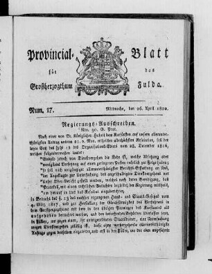 Num. 17, Ausgabe vom 26. April 1820