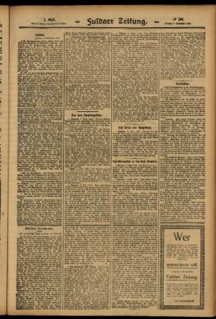 Zweite Ausgabe vom Dienstag, den 09. September 1913.